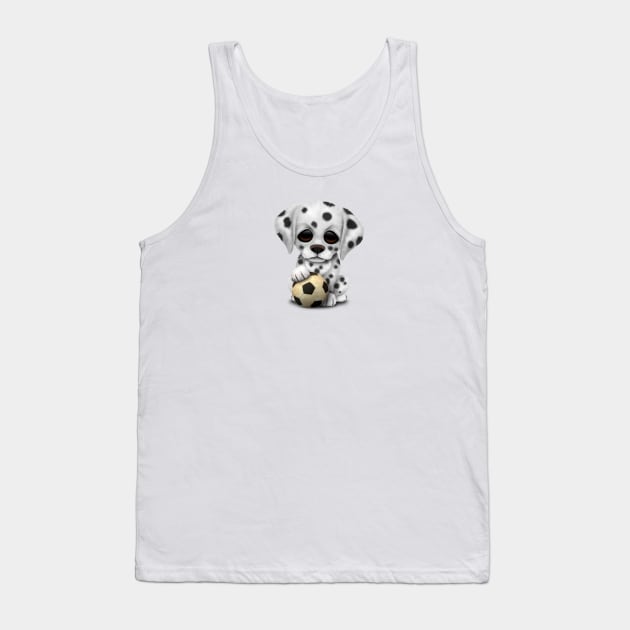 Cute Dalmatian Puppy Dog With Football Soccer Ball Tank Top by jeffbartels